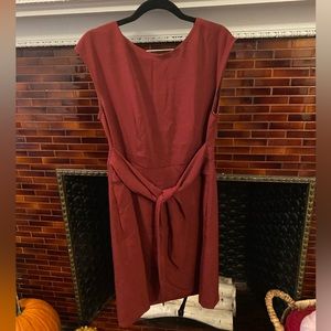 Women’s Loft Maroon Tie-front dress
